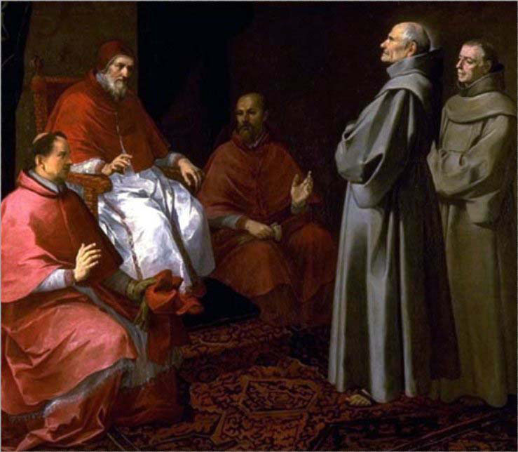 Blessed Egidius of Assisi in levitation before Pope Gregory Nine